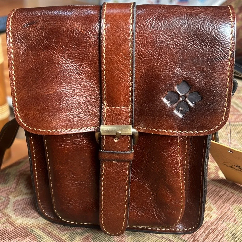 NWT Patricia Nash CASCINA Distressed Leather Crossbody Bag~ COGNAC MSRP $169 - Picture 2 of 6